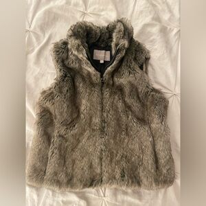 Banana Republic Faux Fur Vest - Gray